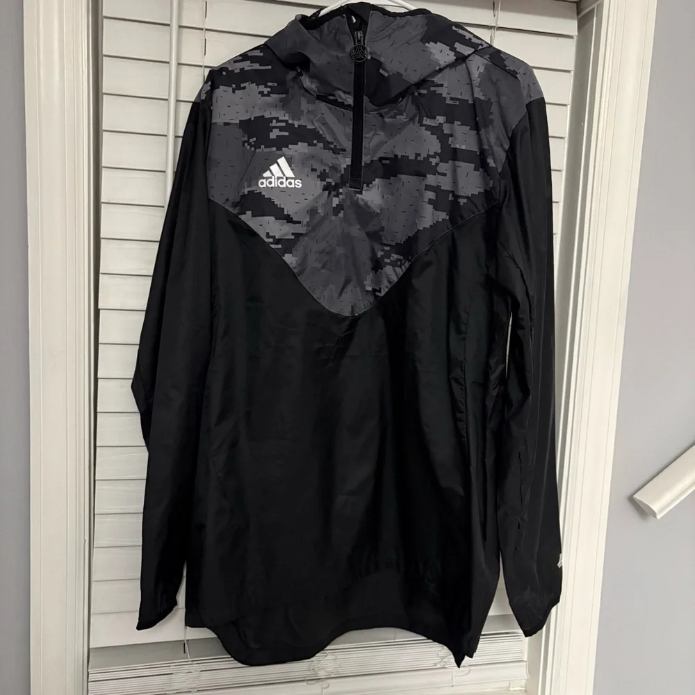 Adidas Black and Gray Camo Windbreaker NWT Size medium - Picture 3 of 16